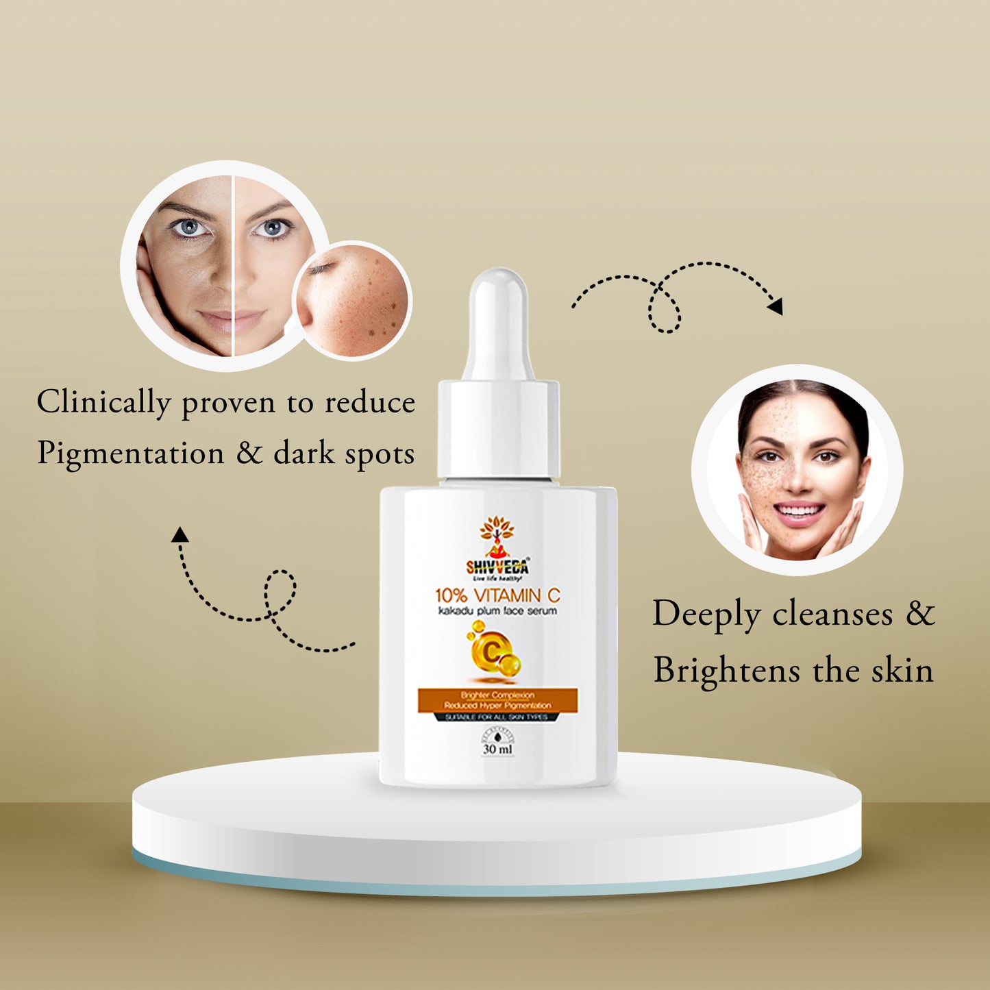 10% Vitamin C,kakadu Plum face serum Skin Lightening Serum | Brightening Booster 21 day Result by Shivveda